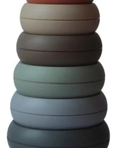 Mushie Stacking Tower Original - Stapelring Toren Pastel - Speelgoed - Stapeltoren - Stapelringen