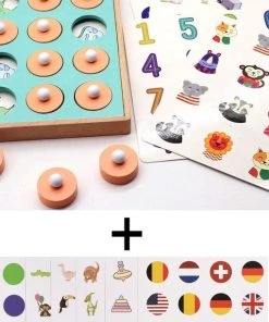 WoodyDoody Memory Spelletjes 4 Jaar Memory Chess COMBI SET Met EXTRA Set Memory Kaarten - 12 Kaarten 24 Zijdes Totaal