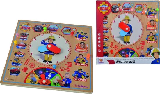 Eichhorn Leerzame Klok - Brandweerman Sam - Hout - 30 Cm 4 Eichhorn Leerzame Klok - Brandweerman Sam - Hout - 30 Cm - Afbeelding 2