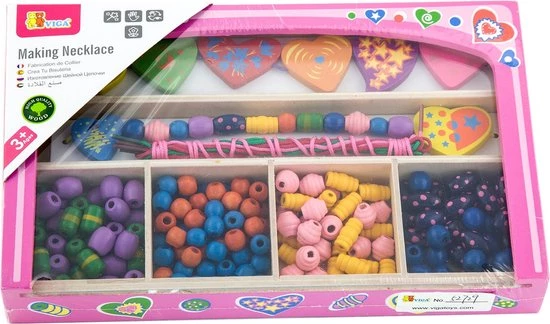 New Classic Toys Viga Toys - Houten Rijgkralen Set - Hart 5 New Classic Toys Viga Toys - Houten Rijgkralen Set - Hart - Afbeelding 3