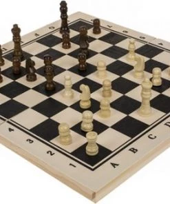 In Round Houten Schaakbord Met Schaakstukken ? Luxe Schaakspel Hout