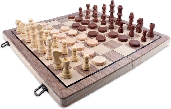 Shagam 2-in-1 Bordspel - 39 Cm - Magnetisch - Schaakbord - Dambord - Backgammon - Schaakspel - Schaakset - Schaken - Dammen - Met Schaakstukken - Chess - Hout - Opklapbaar 9 Shagam 2-in-1 Bordspel - 39 Cm - Magnetisch - Schaakbord - Dambord - Backgammon - Schaakspel - Schaakset - Schaken - Dammen - Met Schaakstukken - Chess - Hout - Opklapbaar - Afbeelding 7
