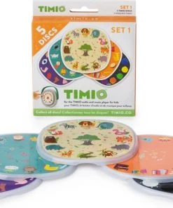 TIMIO Disk Set # 1: 5 Disks - Leer Kleuren, Wilde Dieren, Muziekinstrumenten, Kinderliedjes Vol. 1, Lichaamsdelen- In 8 Talen - Vanaf 2 Jaar ? Educatief Speelgoed