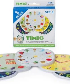 TIMIO Disk Set # 3: 5 Disks - Leer Alfabet A-L, Alfabet M-Z, Tijd, Groenten, Sprookjes Vol. 1 - In 8 Talen - Vanaf 2 Jaar ? Educatief Speelgoed