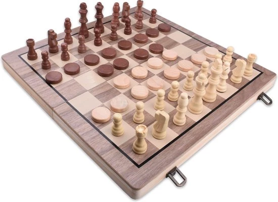Merkloos Schaakbord | Dambord | Schaakspel | 39 X 39 Cm | Schaakset | Schaken | Dammen | Met Schaakstukken | 2-in-1 Bordspel | Chess | Hout | Magnetisch | Opklapbaar 5 Merkloos Schaakbord | Dambord | Schaakspel | 39 X 39 Cm | Schaakset | Schaken | Dammen | Met Schaakstukken | 2-in-1 Bordspel | Chess | Hout | Magnetisch | Opklapbaar - Afbeelding 3