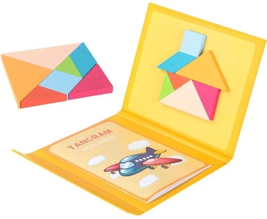 Tangram Puzzel Woodiness Puzzel Voor Kinderen 96 Puzzels - Magnetische Tangram Puzzelboekje/Magneetboekje - Educatief Speelgoed - Vormenpuzzel, Houtenpuzzel Geel 5 Tangram Puzzel Woodiness Puzzel Voor Kinderen 96 Puzzels - Magnetische Tangram Puzzelboekje/Magneetboekje - Educatief Speelgoed - Vormenpuzzel, Houtenpuzzel Geel - Afbeelding 3
