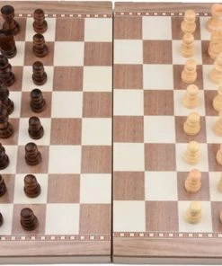 Shagam 3-in-1 Bordspel - 29 Cm - Schaakbord - Dambord - Backgammon - Schaakspel - Schaakset - Schaken - Dammen - Met Schaakstukken - Chess - Hout - Opklapbaar -leerzame-spellen Verkoopwinkel 550x462 12