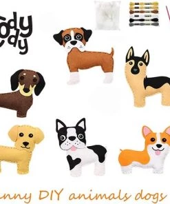 Naaitset Knutselpakket Met Honden 6 Stuks 20x20 Cm - Knutselen Meisjes - Knutselen Jongens - Knutselpakket Meisjes En Jongens - Honden En Puppy's Knuffels Maken - Naaiset Kinderen - WoodyDoody