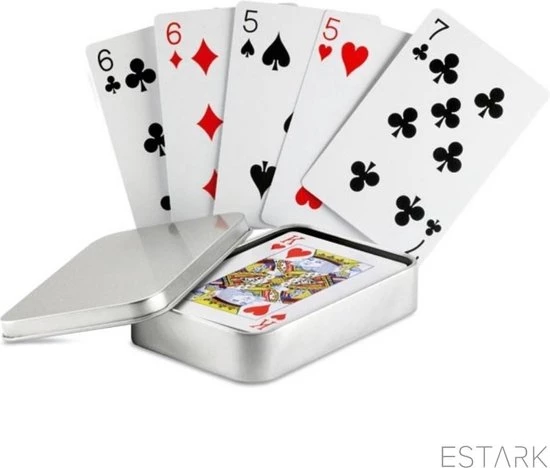 ESTARK? Luxe Speelkaarten In Metal BOX - Plastic Coating - Poker Kaarten - Kaartspel - Spelkaarten - Spel Kaart - 56 Kaarten - Gezelschapsspel - Spelen - Playing Cards - In Blik 10 ESTARK? Luxe Speelkaarten In Metal BOX - Plastic Coating - Poker Kaarten - Kaartspel - Spelkaarten - Spel Kaart - 56 Kaarten - Gezelschapsspel - Spelen - Playing Cards - In Blik - Afbeelding 8