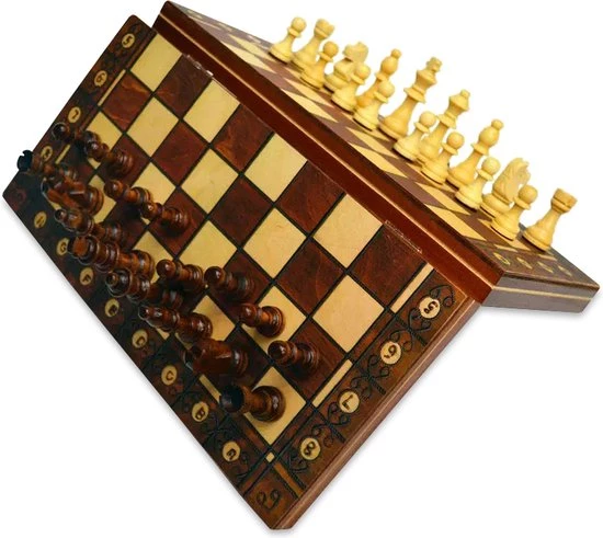 Shagam 3-in-1 Bordspel - 24 Cm - Magnetisch - Schaakbord - Dambord - Backgammon - Schaakspel - Schaakset - Schaken - Dammen - Met Schaakstukken - Chess - Hout - Opklapbaar 5 Shagam 3-in-1 Bordspel - 24 Cm - Magnetisch - Schaakbord - Dambord - Backgammon - Schaakspel - Schaakset - Schaken - Dammen - Met Schaakstukken - Chess - Hout - Opklapbaar - Afbeelding 3