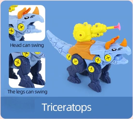 Merkloos Montage Set Van 3 Dinosaurus Met Pistool, Pijltjes, Schroeven En Schroevendraaier | Leren Bouwen | STEM Speelgoed | Educatief Montessori 6 Merkloos Montage Set Van 3 Dinosaurus Met Pistool, Pijltjes, Schroeven En Schroevendraaier | Leren Bouwen | STEM Speelgoed | Educatief Montessori - Afbeelding 4