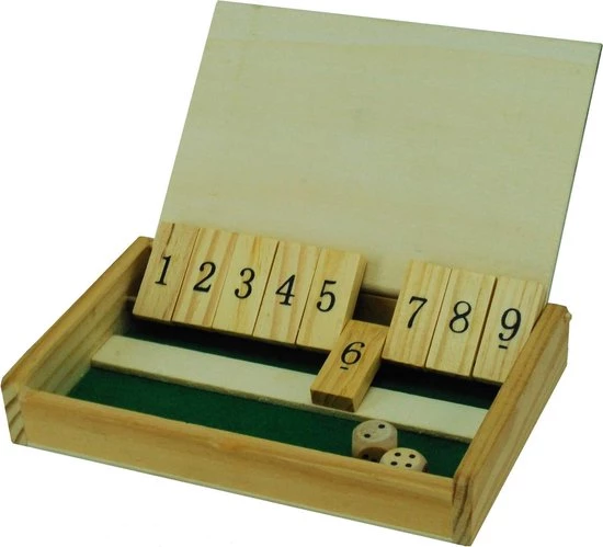 HOT Games Shut The Box Mini Hout 13x8 Cm. 3 HOT Games Shut The Box Mini Hout 13x8 Cm.