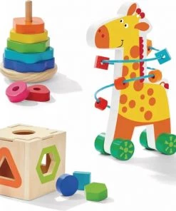 ACool Toy 3-in-1 Montessori Speelgoed Box Giraffe - Sensorisch - Baby Speelgoed - Telraam - Vormenstoof - 1 Tot 4 Jaar