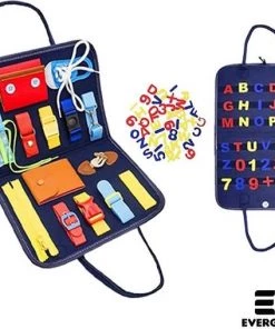 EverGoods Montessori Speelgoed - Busy Board - Montessori - Activiteitenbord - Motoriek Speelgoed - Kinderspeelgoed - Inclusief Letters/Getallen - Sensorisch Speelgoed