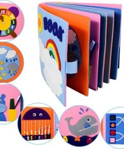 WoodyDoody Motoriek Speelmap - Sensorisch Speelgoed - Leerboek Voor Vaardigheden En Cognitieve Ontwikkeling - Kloklezen - Tanden Poetsen - Herkennen Van Het Weer - Aanlijnen Hond - Leermap Voor Kinderen - WoodyDoody