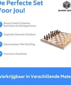 Merkloos Schaakbord | Dambord | Backgammon | 39 X 39 Cm | Schaakspel | Schaakset | Schaken | Dammen | Met Schaakstukken | 3-in-1 Bordspel | Chess | Hout | Opklapbaar -leerzame-spellen Verkoopwinkel 550x510 8