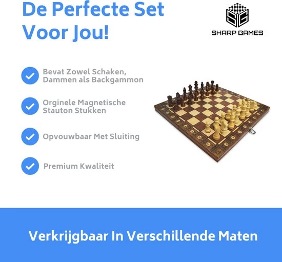 Shagam 3-in-1 Bordspel - 24 Cm - Magnetisch - Schaakbord - Dambord - Backgammon - Schaakspel - Schaakset - Schaken - Dammen - Met Schaakstukken - Chess - Hout - Opklapbaar 10 Shagam 3-in-1 Bordspel - 24 Cm - Magnetisch - Schaakbord - Dambord - Backgammon - Schaakspel - Schaakset - Schaken - Dammen - Met Schaakstukken - Chess - Hout - Opklapbaar - Afbeelding 8