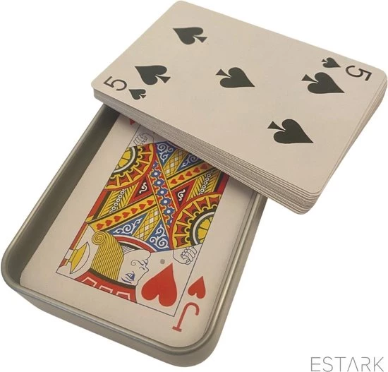 ESTARK? Luxe Speelkaarten In Metal BOX - Plastic Coating - Poker Kaarten - Kaartspel - Spelkaarten - Spel Kaart - 56 Kaarten - Gezelschapsspel - Spelen - Playing Cards - In Blik 12 ESTARK? Luxe Speelkaarten In Metal BOX - Plastic Coating - Poker Kaarten - Kaartspel - Spelkaarten - Spel Kaart - 56 Kaarten - Gezelschapsspel - Spelen - Playing Cards - In Blik - Afbeelding 10