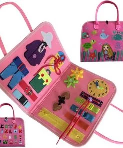 Busy Board - BIEK20? - Roze Activiteitenbord - Montessori Speelgoed - Motoriek Speelgoed - Activity Board - Educatief Speelgoed - Interactief Speelgoed - Kinderspeelgoed - Leerzaam Speelgoed - Ik Leer Veters Strikken Knopen Leggen Klok Kijken