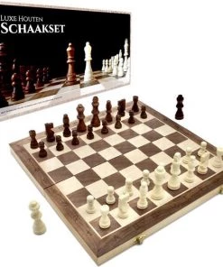 Fortecom Premium Schaakbord Met Co?rdinaten - 2 Extra Dames - 100% Houten Schaakset - 38 Cm - Magnetisch - Inclusief Schaakstukken - Chess Set Schaakborden Schaken Schaak Schaakspellen