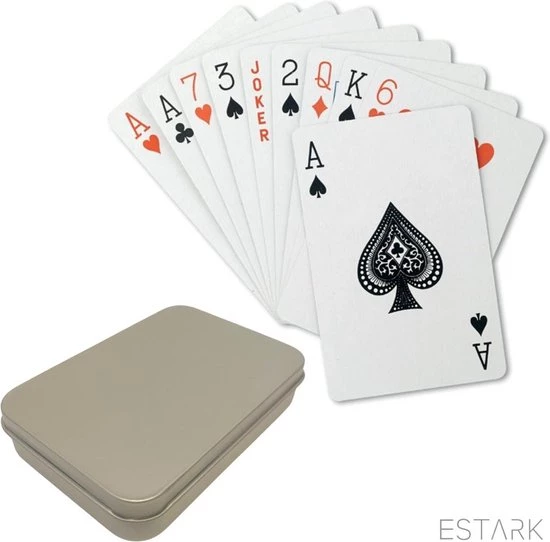 ESTARK? Luxe Speelkaarten In Metal BOX - Plastic Coating - Poker Kaarten - Kaartspel - Spelkaarten - Spel Kaart - 56 Kaarten - Gezelschapsspel - Spelen - Playing Cards - In Blik 3 ESTARK? Luxe Speelkaarten In Metal BOX - Plastic Coating - Poker Kaarten - Kaartspel - Spelkaarten - Spel Kaart - 56 Kaarten - Gezelschapsspel - Spelen - Playing Cards - In Blik