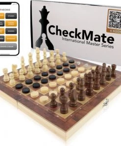 CheckMate IM Series 3-in-1 Schaakbord, Damspel & Backgammon ? Schaakbord Met Schaakstukken ? Schaakset ? Hout ? Dambord Met Damstenen ? Damset ? Backgammon ? Backgammon Koffer