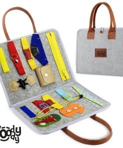 Motoriek Speelgoed Map - Sensorisch Speelgoed - Busy Board EXTRA DUURZAAM Met HOOGWAARDIG LEREN Afwerking - UNISEX Motoriek Speelgoed Montessori Leren Veter Strikken Knopen Leggen Activiteitenbord - Montessori Speelgoed - Educatief Spel - WoodyDoody