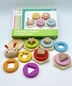 Merkloos Rups Puzzel – Vormenpuzzels - Vormenstoof - Stapeltoren - Puzzels - Montessori - Houten Speelgoed - Educatief Speelgoed - Kleurrijk - Puzzel - Kinderspeelgoed - Geometrisch - Klassiek Speelgoed - Uitdagend - Oog-hand Coördinatie