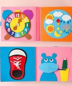 WoodyDoody Motoriek Speelmap - Sensorisch Speelgoed - Leerboek Voor Vaardigheden En Cognitieve Ontwikkeling - Kloklezen - Tanden Poetsen - Herkennen Van Het Weer - Aanlijnen Hond - Leermap Voor Kinderen - WoodyDoody -leerzame-spellen Verkoopwinkel 550x550 406