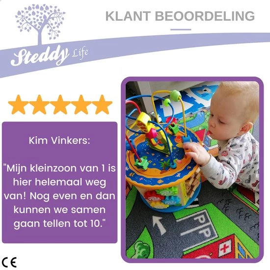 Steddy Activiteiten Kubus XL Met Kralenspiraal En Vormenstoof - Hout - Multikleur 9 Steddy Activiteiten Kubus XL Met Kralenspiraal En Vormenstoof - Hout - Multikleur - Afbeelding 7