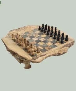 Schaakset Olijfolie & Honing Met Laden - Schaakspel - Schaakstukken - Schaakbord - Schaken - Bordspel - Handgemaakt - Hout - Zwart - Volwassenen & Kinderen - 35 X 35 X 8,5 Cm -leerzame-spellen Verkoopwinkel 550x550 759