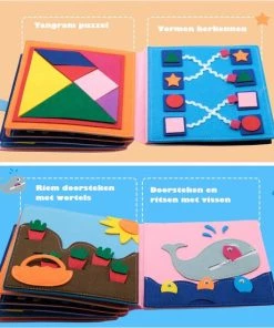 WoodyDoody Motoriek Speelmap - Sensorisch Speelgoed - Leerboek Voor Vaardigheden En Cognitieve Ontwikkeling - Kloklezen - Tanden Poetsen - Herkennen Van Het Weer - Aanlijnen Hond - Leermap Voor Kinderen - WoodyDoody -leerzame-spellen Verkoopwinkel 550x551 8