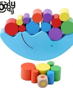 Balanceer Puzzel Met Dobbelsteen Kleuter Educatief Speelgoed 4 Jaar Houten Blokken Peuter Speelgoed Veel Kleuren - WoodyDoody