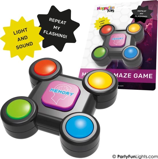 HappyFunToys - Flashing Memory Amaze Game - Geheugenspel Met Licht En Geluidseffecten - Denkspel - Reisspel - Zakspel - Inclusief 3x LR44 Batterijen 6 HappyFunToys - Flashing Memory Amaze Game - Geheugenspel Met Licht En Geluidseffecten - Denkspel - Reisspel - Zakspel - Inclusief 3x LR44 Batterijen - Afbeelding 4