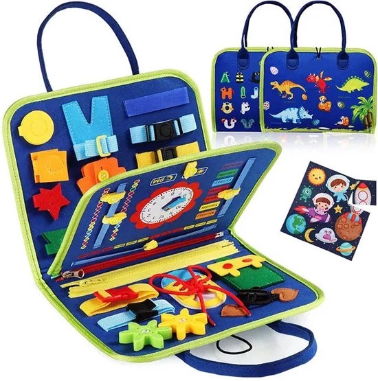 EverToys Busy Board - 4-delige Vaardigheden - Klok Lezen - Motoriek Map Voor Thuis En Onderweg - Leren Veter Strikken - Activiteitenbord - 25 Zelfkleden Vaardigheden Kinderen - Educatief Spel - Blauw 3 EverToys Busy Board - 4-delige Vaardigheden - Klok Lezen - Motoriek Map Voor Thuis En Onderweg - Leren Veter Strikken - Activiteitenbord - 25 Zelfkleden Vaardigheden Kinderen - Educatief Spel - Blauw