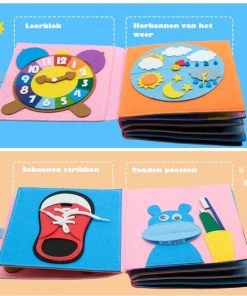 WoodyDoody Motoriek Speelmap - Sensorisch Speelgoed - Leerboek Voor Vaardigheden En Cognitieve Ontwikkeling - Kloklezen - Tanden Poetsen - Herkennen Van Het Weer - Aanlijnen Hond - Leermap Voor Kinderen - WoodyDoody -leerzame-spellen Verkoopwinkel 550x556 4