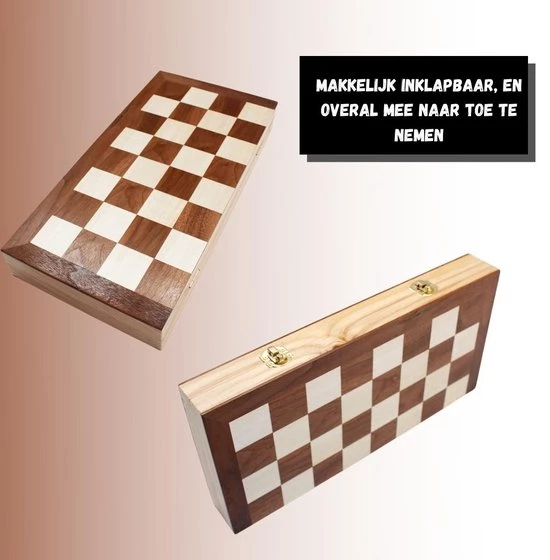 Wisely - Luxe Schaakspel - Schaakset XL - Schaken - Schaakbord Met Schaakstukken - Gratis Schaakboekje Met Openingszetten -Hout - Inklapbaar - 38cm Bij 38cm 7 Wisely - Luxe Schaakspel - Schaakset XL - Schaken - Schaakbord Met Schaakstukken - Gratis Schaakboekje Met Openingszetten -Hout - Inklapbaar - 38cm Bij 38cm - Afbeelding 5