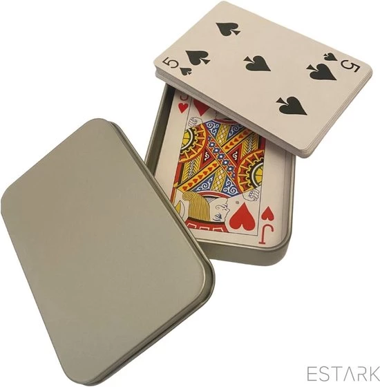 ESTARK? Luxe Speelkaarten In Metal BOX - Plastic Coating - Poker Kaarten - Kaartspel - Spelkaarten - Spel Kaart - 56 Kaarten - Gezelschapsspel - Spelen - Playing Cards - In Blik 13 ESTARK? Luxe Speelkaarten In Metal BOX - Plastic Coating - Poker Kaarten - Kaartspel - Spelkaarten - Spel Kaart - 56 Kaarten - Gezelschapsspel - Spelen - Playing Cards - In Blik - Afbeelding 11