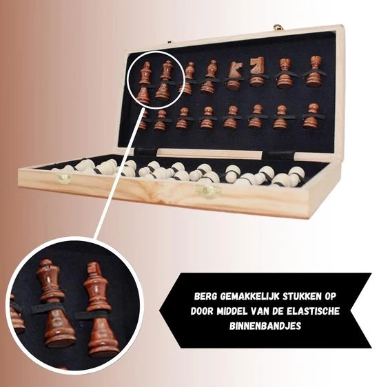 Wisely - Luxe Schaakspel - Schaakset XL - Schaken - Schaakbord Met Schaakstukken - Gratis Schaakboekje Met Openingszetten -Hout - Inklapbaar - 38cm Bij 38cm 10 Wisely - Luxe Schaakspel - Schaakset XL - Schaken - Schaakbord Met Schaakstukken - Gratis Schaakboekje Met Openingszetten -Hout - Inklapbaar - 38cm Bij 38cm - Afbeelding 8