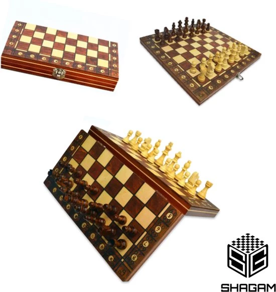 Shagam 3-in-1 Bordspel - 24 Cm - Magnetisch - Schaakbord - Dambord - Backgammon - Schaakspel - Schaakset - Schaken - Dammen - Met Schaakstukken - Chess - Hout - Opklapbaar 3 Shagam 3-in-1 Bordspel - 24 Cm - Magnetisch - Schaakbord - Dambord - Backgammon - Schaakspel - Schaakset - Schaken - Dammen - Met Schaakstukken - Chess - Hout - Opklapbaar