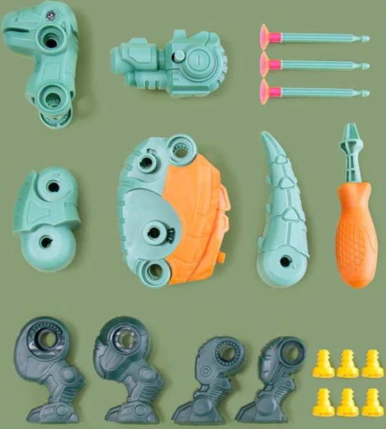 Merkloos Montage Set Van 3 Dinosaurus Met Pistool, Pijltjes, Schroeven En Schroevendraaier | Leren Bouwen | STEM Speelgoed | Educatief Montessori 7 Merkloos Montage Set Van 3 Dinosaurus Met Pistool, Pijltjes, Schroeven En Schroevendraaier | Leren Bouwen | STEM Speelgoed | Educatief Montessori - Afbeelding 5