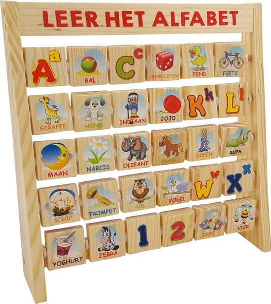 Roel Speelgoed Houten Alfabet Rek - Dubbelzijdige Blokjes Educatief Speelgoed 3 Roel Speelgoed Houten Alfabet Rek - Dubbelzijdige Blokjes Educatief Speelgoed