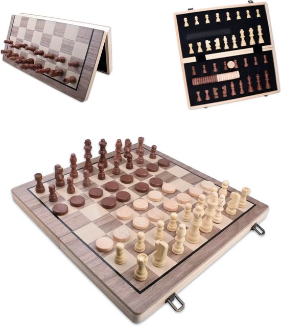 Merkloos Schaakbord | Dambord | Schaakspel | 39 X 39 Cm | Schaakset | Schaken | Dammen | Met Schaakstukken | 2-in-1 Bordspel | Chess | Hout | Magnetisch | Opklapbaar 3 Merkloos Schaakbord | Dambord | Schaakspel | 39 X 39 Cm | Schaakset | Schaken | Dammen | Met Schaakstukken | 2-in-1 Bordspel | Chess | Hout | Magnetisch | Opklapbaar