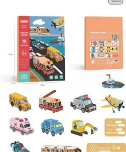 Knutselen Jongens Met Stickervellen Origami Papier Kinderen Knutseldoos Wagens Vouwen Treinen Vouwen En Stickeren - WoodyDoody