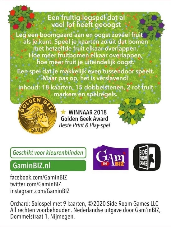 Gam'inBIZ Orchard: Solospel Met 9 Kaarten - Kaartspel - Solitaire 5 Gam'inBIZ Orchard: Solospel Met 9 Kaarten - Kaartspel - Solitaire - Afbeelding 3