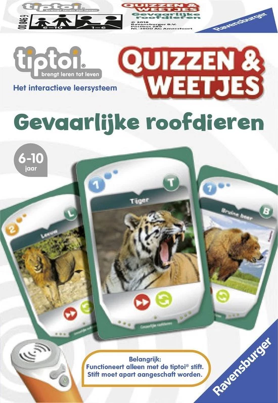 Ravensburger Tiptoi? Quizzen & Weetjes Roofdieren - Leersysteem 5 Ravensburger Tiptoi? Quizzen & Weetjes Roofdieren - Leersysteem - Afbeelding 3