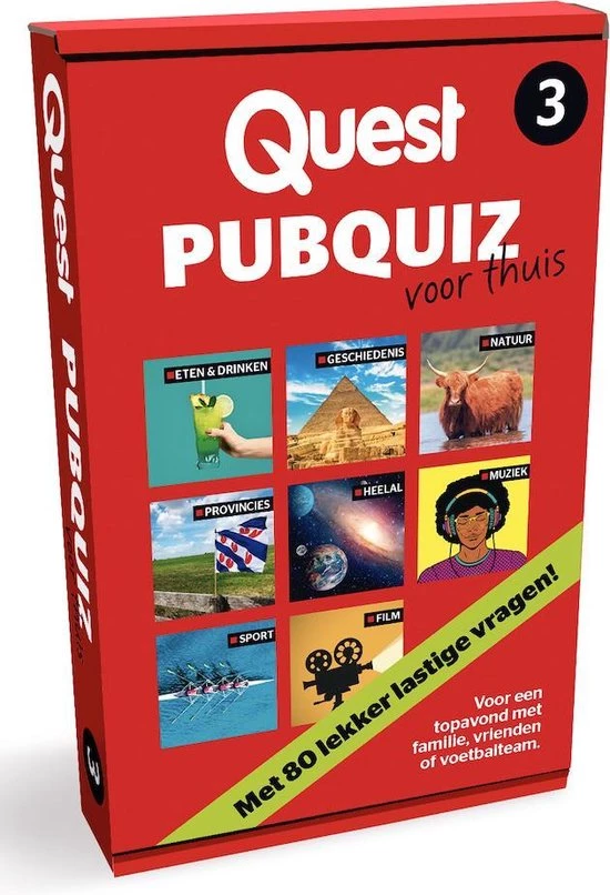 Quest Pubquiz Voor Thuis Deel 3 - Spel - Leuk Cadeau 3 Quest Pubquiz Voor Thuis Deel 3 - Spel - Leuk Cadeau