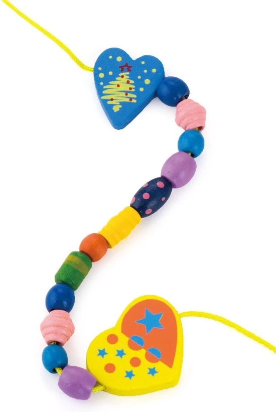New Classic Toys Viga Toys - Houten Rijgkralen Set - Hart 4 New Classic Toys Viga Toys - Houten Rijgkralen Set - Hart - Afbeelding 2