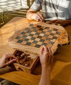 Schaakset Olijfolie & Honing Met Laden - Schaakspel - Schaakstukken - Schaakbord - Schaken - Bordspel - Handgemaakt - Hout - Zwart - Volwassenen & Kinderen - 35 X 35 X 8,5 Cm -leerzame-spellen Verkoopwinkel 550x823 12