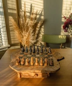 Schaakset Olijfolie & Honing Met Laden - Schaakspel - Schaakstukken - Schaakbord - Schaken - Bordspel - Handgemaakt - Hout - Zwart - Volwassenen & Kinderen - 35 X 35 X 8,5 Cm -leerzame-spellen Verkoopwinkel 550x823 15